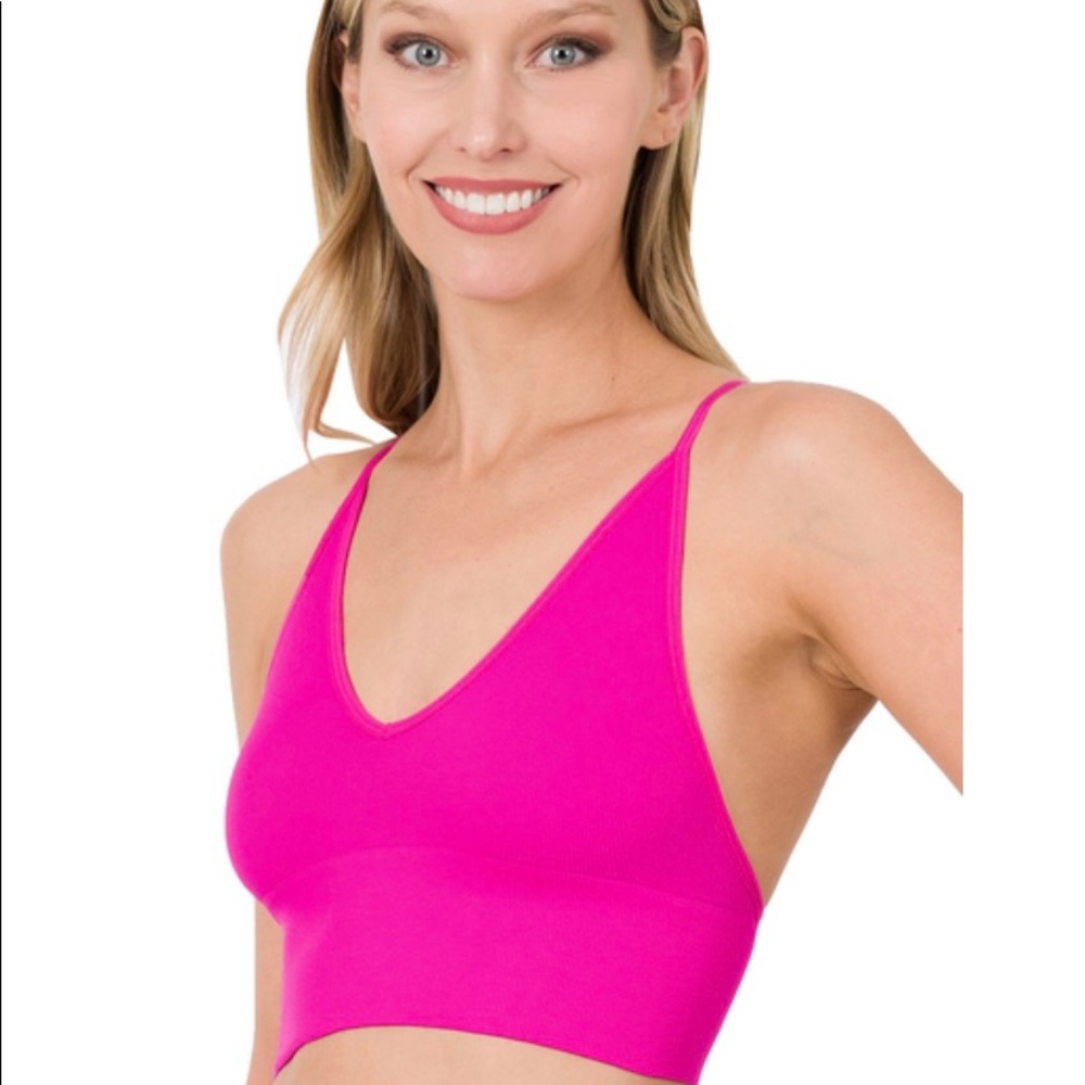 Zenana hot pink ribbed brami new large xl l/xl and small / medium